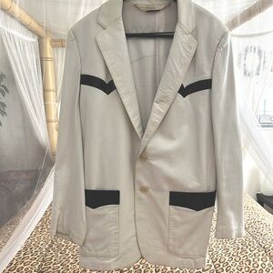 McElytor Vintage Men’s White Leather Blazer